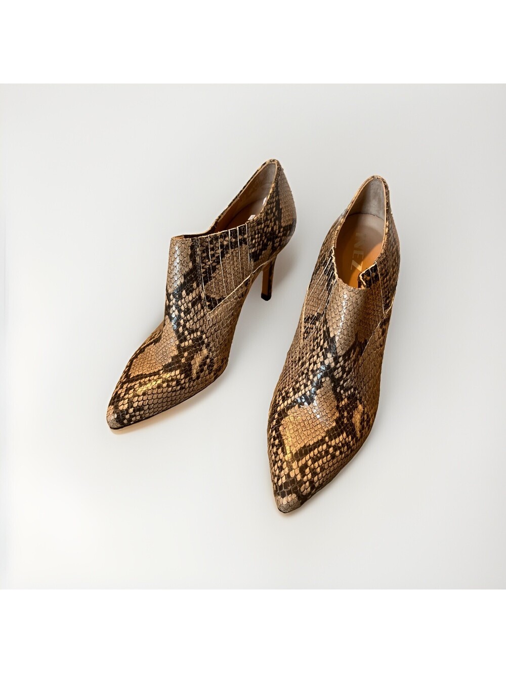INEZ MARISOL 90 SNAKE PRINT ANKLE BOOTIES SIZE 7.5M MADE IN SPAIN VGC RP$300